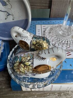 Hand-Painted Porcelain Elephant Shakers with Gold Accents